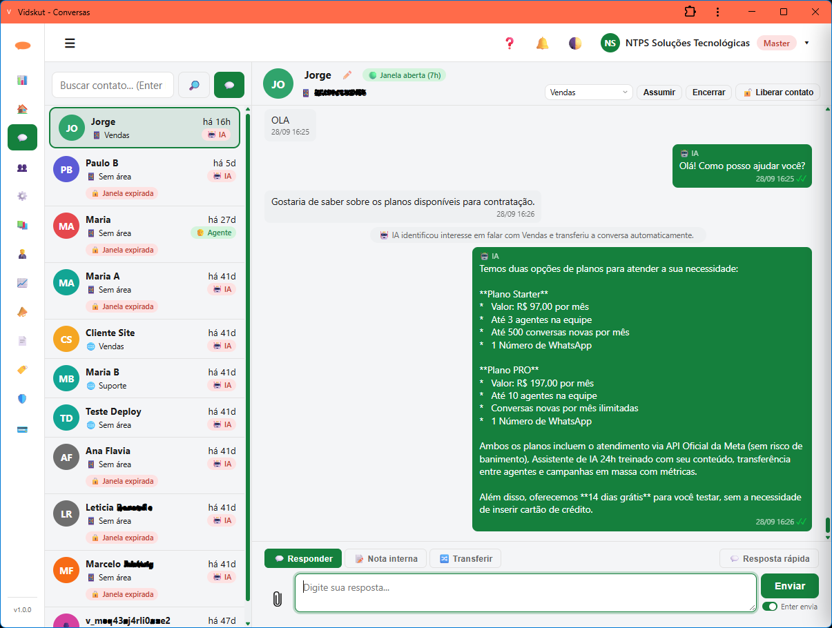 Vidskut — atendimento no WhatsApp
